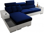 All4All Sante Mini nurgadiivan magamisfunktsiooniga 274 x 170 cm - diivan voodikastiga - L-kujuline diivan - nurgadiivan - 3 inimesele - sinine - k&uuml;lg vasakpoolne - Amor Velvet 4314 koos kunstnahaga valge 26