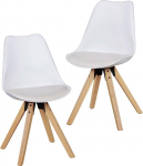 FineBuy Design S&ouml;&ouml;gitoa toolid, 2 tooli, valge skandinaavia toolid puidust jalgadega, retro toolide komplekt, plastist, k&ouml;&ouml;gitoolid kunstnahaga, seljatoega toolid, kaasaegne, k&ouml;&ouml;gitool, s&ouml;&ouml;gituba