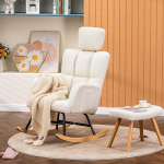 Comhoma kiiktool koos tugitooliga, lamamistool, tiibtooli Teddy Plush Swing Chair, maksimaalne koormus 150 kg, p&auml;ikeselaua aia lamamistool magamistuppa, elutuppa, stiilne disain, beež