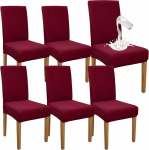 Granbest Premium veekindel s&ouml;&ouml;gitoa toolikatted, komplekt 6, elastsed k&otilde;rge seljaga toolikatted, Slipcover s&ouml;&ouml;gitoa jaoks, eemaldatav tooli kaitse k&ouml;&ouml;gi, peo, hotelli jaoks (komplekt 6, veinipunane)
