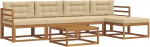 Outdoor-Sofa Set, Gartenm&ouml;bel Lounge-Set aus massivem Akazienholz, 6-teilige Sitzgruppe f&uuml;r Terrasse und Garten, modulares Design mit bequemen Kissen in Natur und Beige