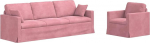 Modulares Samtsofa 2er Set Rosa 228 x 78 x 80 cm mit Metallrahmen, Elegantes Sofa Set f&uuml;r Wohnzimmer und Schlafzimmer, Bequeme Schaumstoffkissen, Pflegeleichte Oberfl&auml;che