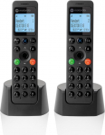 Motorola Voice - DOT202 kaksikpakett digitaalne juhtmeta telefon Vabak&auml;e k&otilde;lariga k&otilde;ne lukustus 100 kontakti koos nime ja telefoniraamatuga Mustanahaline
