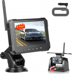 Hikity 7-Zoll-IPS-Display, kabelloses Solar-R&uuml;ckfahrkameraset f&uuml;r zahlreiche Fahrzeugmodelle, ausgestattet mit Einer Wasserdichten Magnetkamera der Schutzklasse IP69, Einparkhilfe, Weitwinkelobjektiv