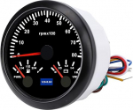 aqxreight 3 Zoll 85 Mm Drehzahlmesser DC Bis 32 V 8000 U/min 8 Bis 16 V pinge /4/2 3/4 F Kraftstoff 7-Farben-Hintergrundbeleuchtung F&uuml;r Wohnmobile Yachten LKW Wei&szlig;es Zifferblatt Silberne L&uuml;nette