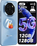 Blackview Shark 6 AI 5G mobiiltelefon ilma lepinguta, 6,88-tolline 120 Hz Android 15 nutitelefon 5G ilma lepinguta, 12GB + 128GB / 2TB TF 5000mAh & 18W, 16MP + 8MP Dual 5G SIM mobiiltelefonid / s&otilde;rmej&auml;lg, 16MP + 8MP Dual 5G SIM mobiiltelefonid / s&otilde;rm ...