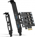 PCIe-USB 3.0-kaart 4-pordiline 5Gbps PCI Express laienduskaart madala profiiliga, mis toetab Windows 11/10/8/7 ja Linuxi lauaarvuti jaoks.