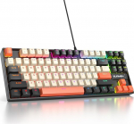 SOLIDEE Kaasaskantav 80% mehaaniline m&auml;nguklaviatuur, 87 klahvi kompaktne RGB LED taustvalgustus, juhtmega klaviatuur USB-kaabliga, lineaarse punase l&uuml;litiga Windowsile (87 suur s&uuml;siniku)
