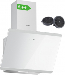 COMFEE CH60J64ET4A2W A++ pliidikupu 60 cm, Peak&uuml;lmik 60 cm ringlus- ja v&auml;ljat&otilde;mbe&otilde;hk, 380 m&sup3;/h &otilde;huvool, roostevabast terasest/klaasist disain, puuteekraaniga, LED, v&auml;ljat&otilde;mbekupu s&uuml;sinikusisaldusega