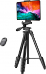 Statiiv, Lusweimi 166 cm kaamerastatiiv iPad Pro & iPhone'ile, mis &uuml;hildub tahvelarvutiga (maastik) / iPad Pro 13 tolli / veebikaamera / videokaameraga, iPad Pro statiiv koos kaugjuhtimispuldi ja kotiga Vlogi / video / fotograafia jaoks.