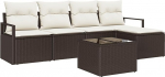 Rantry 5-teiliges Garten-Sofa-Set mit Kissen Grau Poly-Rattan Gartenlounge Model3355017