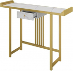 Konsolentisch, Konsolentisch mit Schubladen, schmaler, Langer Sofatisch mit Metallrahmen, Akzenttische f&uuml;r kleine R&auml;ume f&uuml;r Wohnzimmer, Couch, Flur, Foyer, K&uuml;chentheke