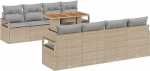 9-teiliges Garten Sofa Set mit Kissen Beige Poly Rattan Akazie Gartenlounge Model3349685