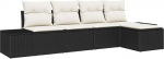 5-teiliges Garten-Sofa-Set mit Kissen Schwarz Poly-Rattan Gartenlounge Model3355686