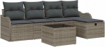 Rantry 6-teiliges Garten Sofa Set mit Kissen Grau Poly Rattan, 2-Sitzer Garten Sofa mit Kissen Grau Poly Rattan Gartenlounge Model3358968