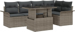 Rantry 6 Teiliges Garten Diivan Set mit Kissen Grau Poly Rattan Gartenlounge Model3348285