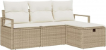Rantry 4-TLG. Garten Sofa Set mit Kissen Beiges Poly Rattan, 2-Sitzer Garten Sofa mit Kissen Beiges Poly Rattan Gartenlounge Model3359150