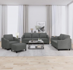 Dunkelgrauer 3-teiliger Stoff-Sofa-Set mit Fu&szlig;hocker & Kissen - Komfortabel & Robust Model3201779