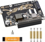 Waveshare PCIe M.2 adapter koos PoE funktsiooniga HAT+ (B), &uuml;hildub Raspberry Pi 5, toetab POE NVMe Drive protokolli 2230/2242/2260/2280 M.2 Solid State Drive, kiire lugemine / kirjutamine