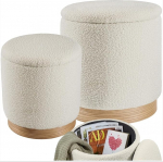 tectake&reg; 2-tasemeline komplekt koos hoiuruumiga, Boucl&eacute; Teddy kangast Scandi Pouf, &uuml;mmargune polsterdatud jakk, garderoobi, magamistoa, elutoa m&ouml;&ouml;bel, koridori m&ouml;&ouml;bel, elutoa hoidmise jakk...