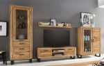 Living Room Wall Unit Set of 4 Klara Oiled Oak Partially Solid