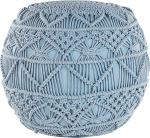 Beliani Kayseri Pouf Blue 40 x 40 cm Round Knitted Cotton