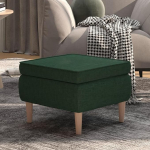 ZEYUAN Stool with Wooden Legs, Footstool, Sofa Stool, Foot Stool, Couch Stool, Footstool, Dark Green Fabric