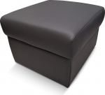 Quattro Meble Toledo Caffe Real Leather Stool with Storage Space 60 x 55 x H-40 Dark Brown Almost Black Real Leather Stool Cowhide Seat Cube Footstool Puff