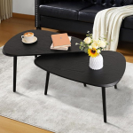 WDSHIYI kohvilaudade virnastatav must 2 bambusest l&otilde;pplaud elutuppa magamistuppa korterisse kaasaegne t&ouml;&ouml;stuslik lihtne &ouml;&ouml;kapitaud 32 "D x 20 "W x 18.5 "H