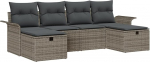 Rantry 6-teiliges Garten Sofa Set mit Kissen Grau Poly Rattan Gartenlounge Model3358918