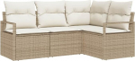 4-teiliges Garten Sofa Set mit Kissen Beige Poly Rattan, 2-Sitzer Garten Sofa mit Kissen Beige Poly Rattan Gartenlounge Model3346361