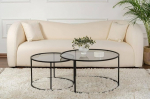 Dmora - 2 Ragalna kohvilaudade komplekt, madal elutoa laud, kohviriiul, kohvilaud diivanile, 80 x 80 cm, k&otilde;rgus 43 cm, must ja hall