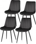 CLIPOP Sametist s&ouml;&ouml;gitoa toolid, 4 tooli, k&ouml;&ouml;gitoolid, polsterdatud toolid, elutoa tool, polsterdatud tugitool, iste seljatoega ja metallist jalad (4 tk) (komplekt 4)