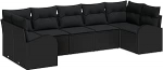 Rantry Garten-Sofa-Set 7-osaline Schwarz Gartenlounge Model3346193