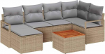Rantry 8-teiliges Garten Sofa Set mit Kissen - Beige Poly Rattan Gartenlounge Model3347735