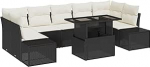 8-teiliges Garten Sofa Set mit Kissen in Schwarz aus Poly Rattan Gartenlounge Model3349133