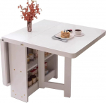 T&auml;ispuidust pikendatud s&ouml;&ouml;gilaud ruumi s&auml;&auml;stva disainiga ja 2-tasandilise hoiuruumiga v&auml;ikestesse k&ouml;&ouml;kidesse, s&ouml;&ouml;gitubadesse ja kontoritesse, valge viimistlus (120 x 80 cm)