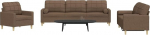 Tidyard 3-TLG. Sofagarnitur mit Dekokissen Braun Stoff, Polstersofa Loungesofa f&uuml;r Wohnzimmer Eingangsbereich B&uuml;ro3278306