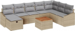 Rantry 9-teiliges Garten Sofa Set mit Kissen Beigem Poly Rattan Gartenlounge Model3359581