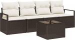 Rantry 5-teiliges Garten Sofa Set mit Kissen Braun Poly Rattan Gartenlounge Model3346248
