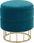 Beliani pouf koos hoiuruumiga Velvet Teal / Gold Elgin