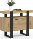 IDMarket - 100cm Phoenix 4 ukseline puidust ja must k&uuml;ljepaneel