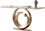 Zephyria Stilvoller Konsolentisch, Eingangstisch mit Kunstmarmorplatte und schmaler Konsole mit Metallfu&szlig;,f&uuml;r Eingangsbereich, Sofa & Wohnzimmer(Gold,L)
