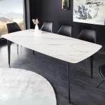 LEBENSwohnART Venezia Elegantne s&ouml;&ouml;gilaud 160 cm valge/must marmorist keraamiline must metallist raam Retro