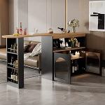 Massbinet pikendatav baarilaua s&ouml;&ouml;gilaud koos hoiuruumiga Baarilaud p&ouml;&ouml;ratav bistro laud s&ouml;&ouml;gituppa 1 m pikkuse LED valgusribaga (reguleeritava valguse v&auml;rvusega) must 138-193 x 39 x 105 cm