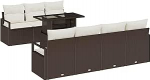 Rantry 8-teiliges Garten Sofa Set mit Kissen Braun Poly Rattan Gartenlounge Model3348764