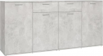 Homgoday Sideboard, raamaturiiul riiulitega, vastupidav seisev kapp magamistuppa, elutuppa ja k&ouml;&ouml;ki, kodukontori m&ouml;&ouml;bel, betoonhall, 160 x 36 x 75 cm, puitmaterjalist.