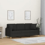 3-kohaline diivan dekoratiivsete pehmendustega diivan Diivan Lounge diivan Polsterdatud diivan Relax diivan K&uuml;lalisdiivan Topelt diivan elutuppa magamistuppa k&uuml;lalistetuppa Must 180 cm kangas
