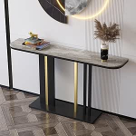 Moderner Konsolentisch mit Ablagef&auml;chern - Schwarzer Eingangstisch f&uuml;r Wohnzimmer, Flur und Foyer - Langer zeitgen&ouml;ssischer Akzenttisch (80 cm)