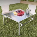Klappbarer Edelstahl-K&uuml;chentisch f&uuml;r den Au&szlig;enbereich, tragbar, langlebig, leicht zu reinigen, f&uuml;r Camping, Grillen und Picknick